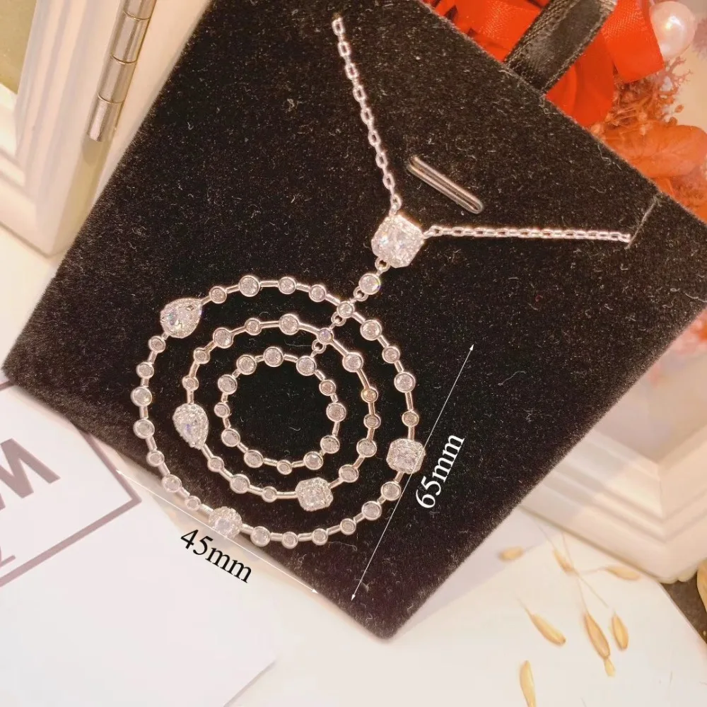 

Exquisite Round Within Micro Paved Cubic Zirconia Big pendant necklace For Bridal White gold colors Luxury Jewelry D1439