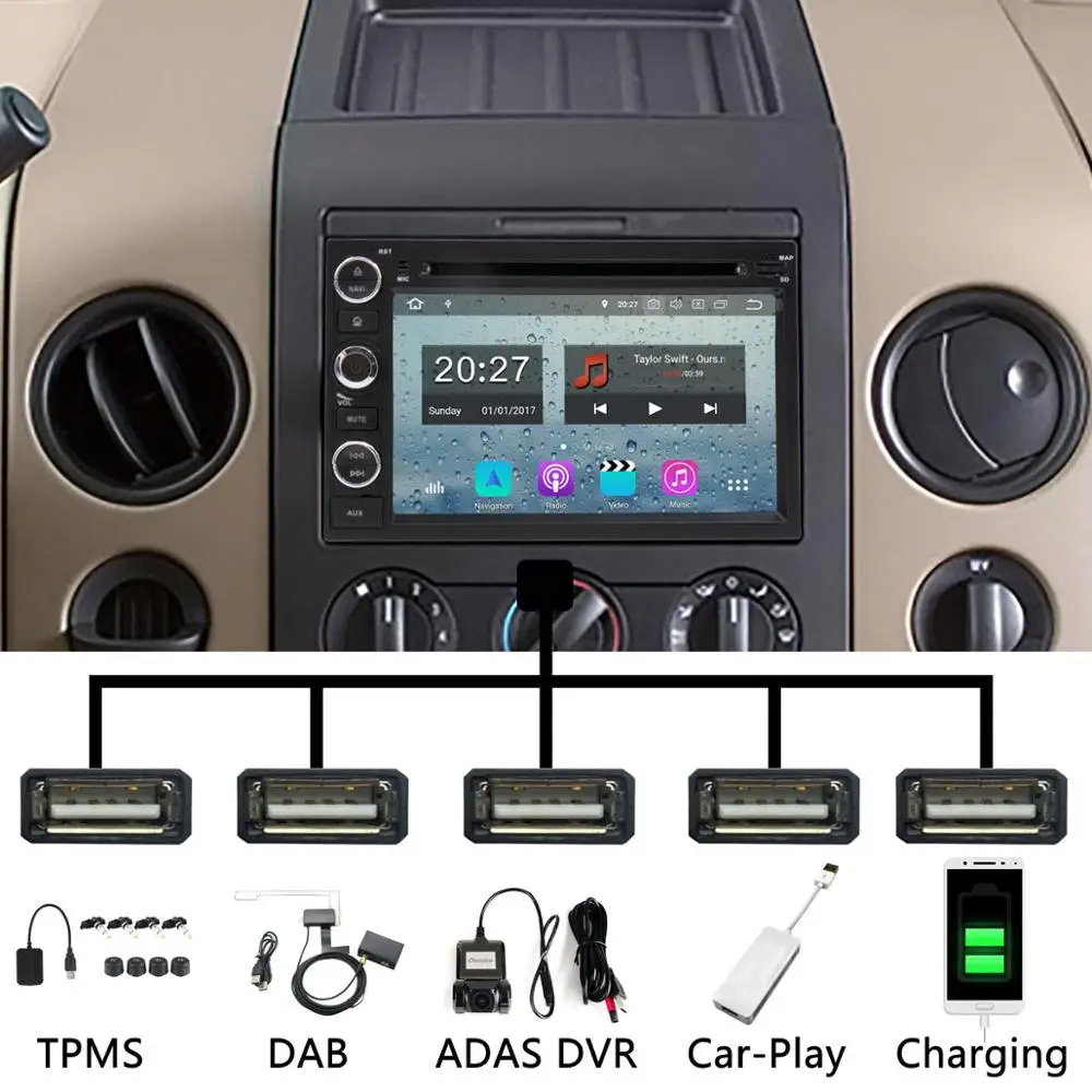 5 USB порт Android 9,0 PX6/Восьмиядерный автомобильный DVD для Ford Explorer Fusion Mustang Focus Edge Expedition Escape F150 автомобильный Радио gps