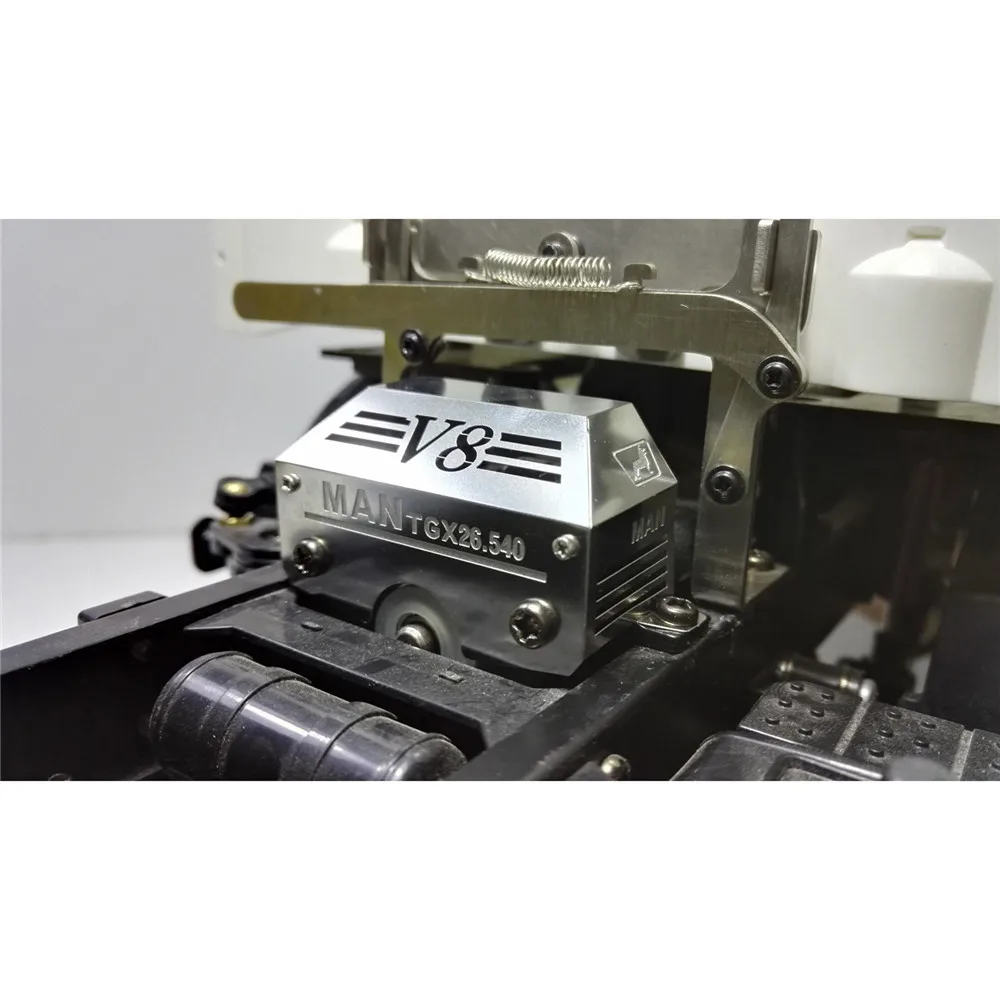 V8 крышка коробки передач волновая коробка из нержавеющей стали для 1/14 Тамия