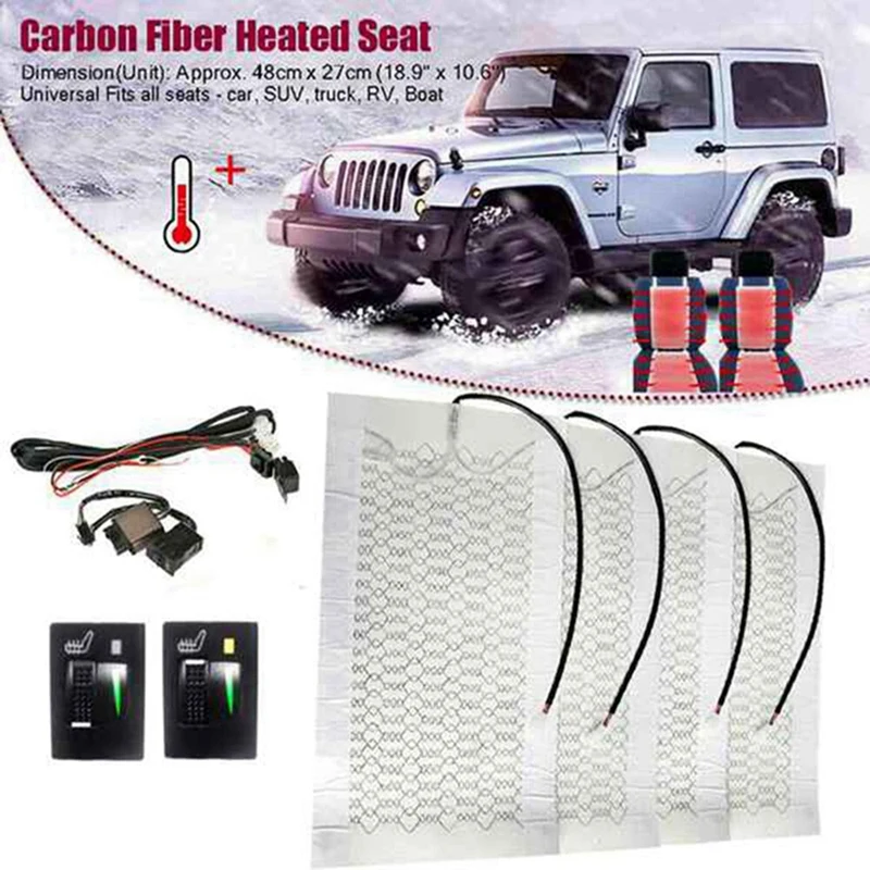 

Автомобильная универсальная грелка для сиденья 48x28 см, 4 шт., 12 В, автомобильное 3-уровневое сиденье из углеродного волокна с нагревательным с...