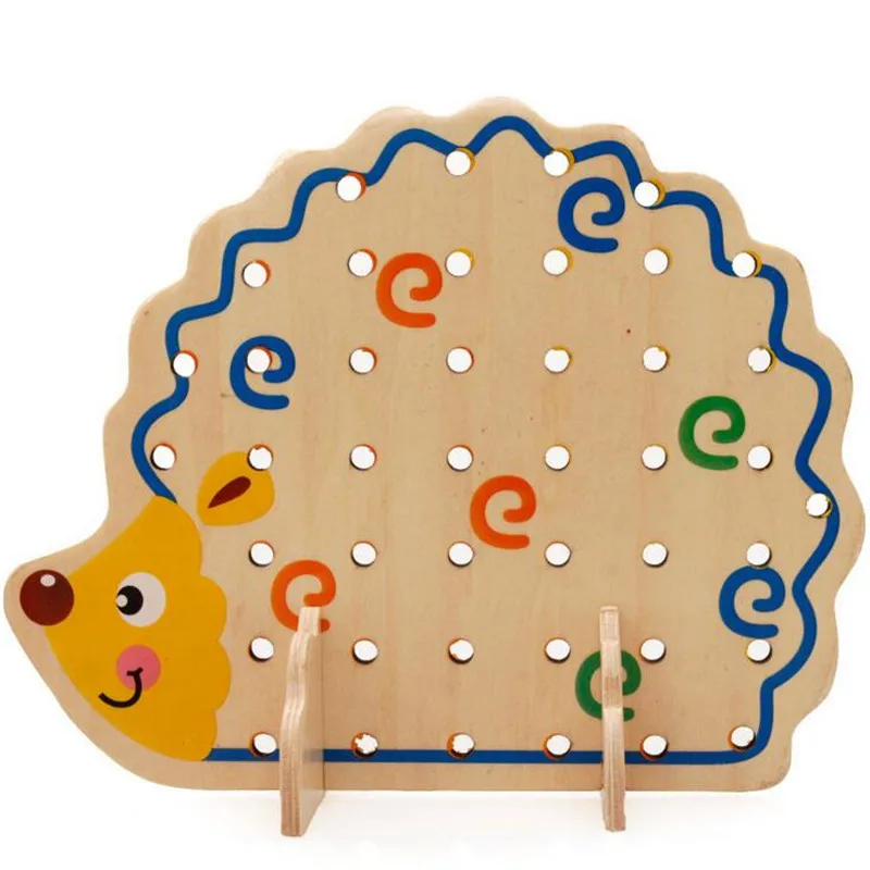 82 шт. деревянные фрукты овощи шнуровка нанизывающие бусы игрушки с ежиком доска