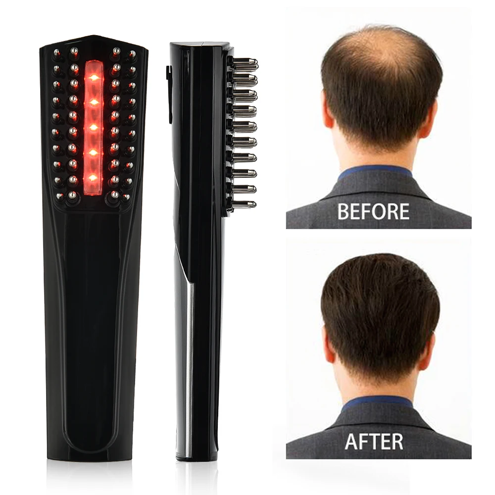 

Электрическая лазерная расческа для роста волос, защита от выпадения волос, лечение инфракрасной терапией, вибрационный массаж, щетка для в...