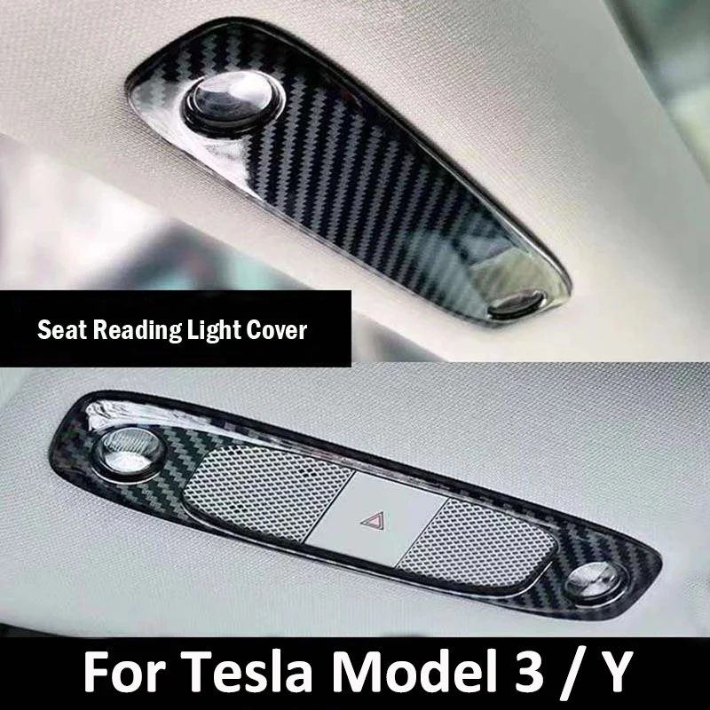 

For Tesla Model 3 Car seat reading light Frames cover ABS Carbon fiber Lamp Modified decorative patch for Model Y accessories