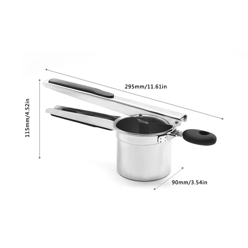 

Food Grade 430 Stainless Steel Manual Potato Masher with 3 Interchangeable Fineness Discs Silicone Grip Durable Juicer Squeezer