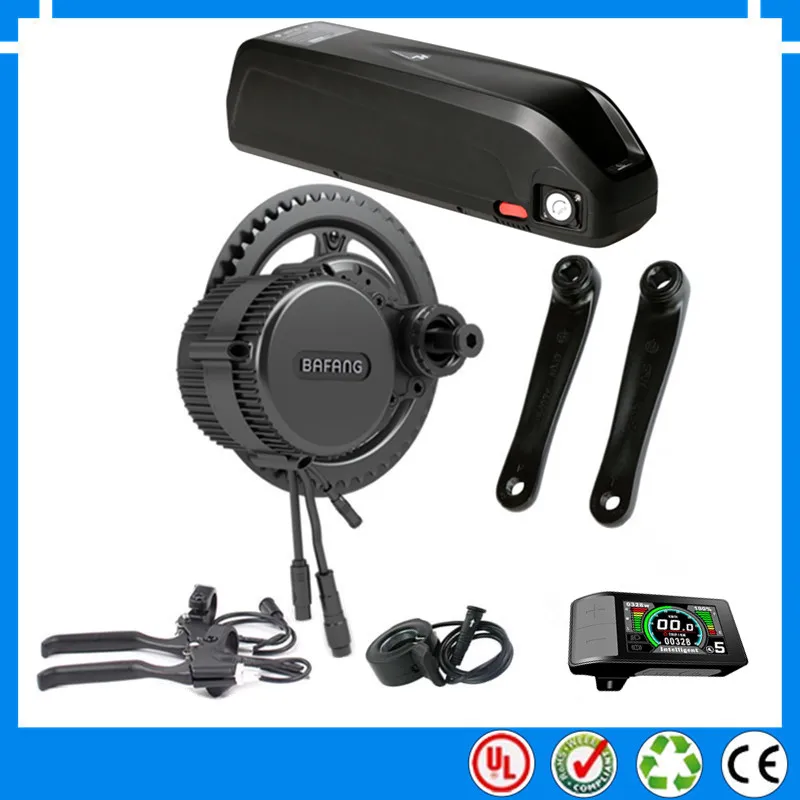Bafang BBS02B 48V 750W Средний привод электродвигателя комплект 500C ЖК-дисплей дисплей с 48V 13Ah 17.5ah литий-ионный аккумулятор вниз трубки, фара для электровелосипеда в батарея