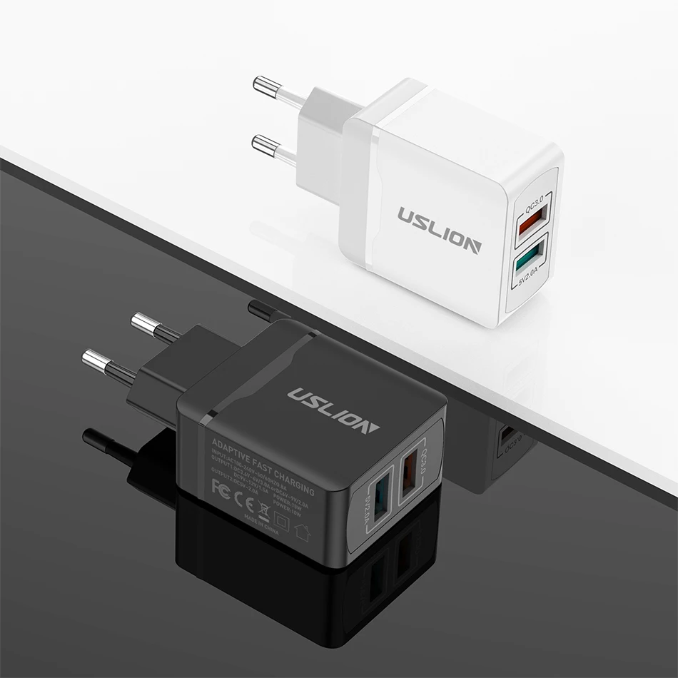 USLION 28W 3,0 двойное зарядное устройство USB QC 3,0 Быстрая зарядка ЕС вилка адаптер настенный мобильный телефон зарядное устройство для iPhone samsung Xiaomi huawei