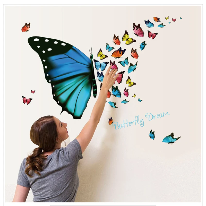 Красочная бабочка настенная наклейка свежая гостиная спальня крыльцо кабинет