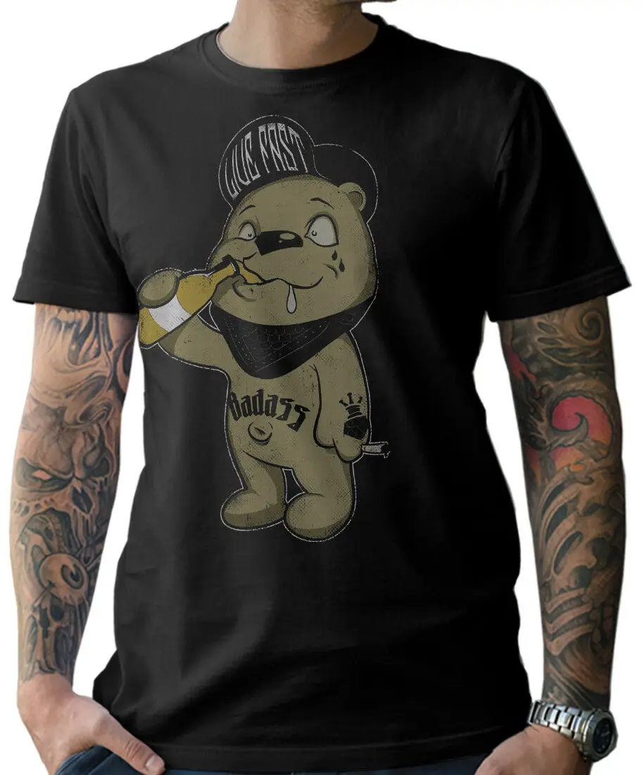 

T-Shirt Drunken Bear – Live Fast - Screw Biker Party Chopper Hot Rod S-5XL