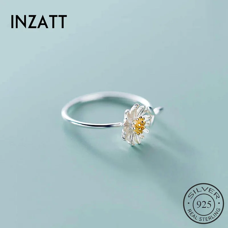 

INZATT Настоящее серебро 925 пробы с цветком растения регулируемое кольцо для женщин вечерние ювелирные изделия минималистичные аксессуары ми...