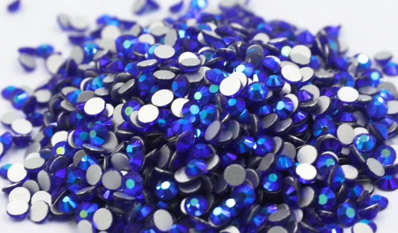 Сапфировые стразы AB SS3 ~ SS30 без горячей фиксации с плоской задней стеклянной