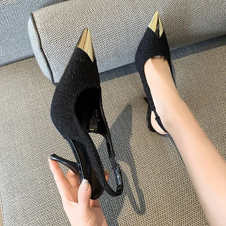 

Multicolored Sandals High Heels 2022 Women's Shallow Mouth Female Shoe High-heeled New Open Pointed Comfort Fashion Stiletto Gi