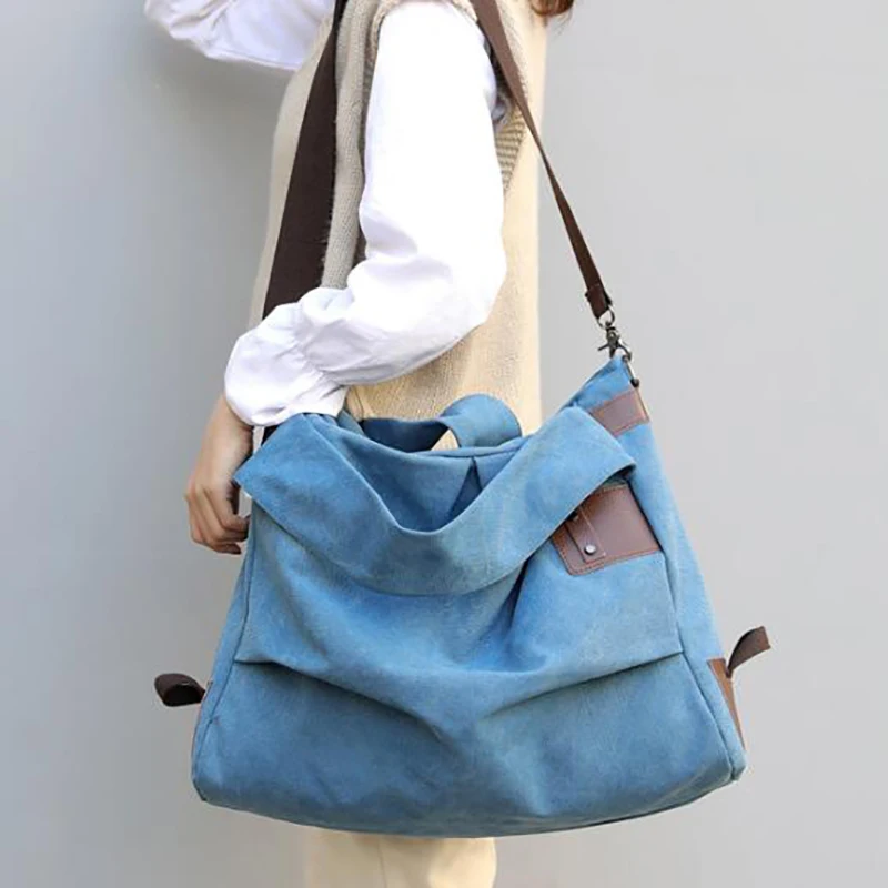 

5 Color 2020 New Brand Large Pocket Casual Tote Handbag Shoulder Canvas Capacity For Women Messenger Bags