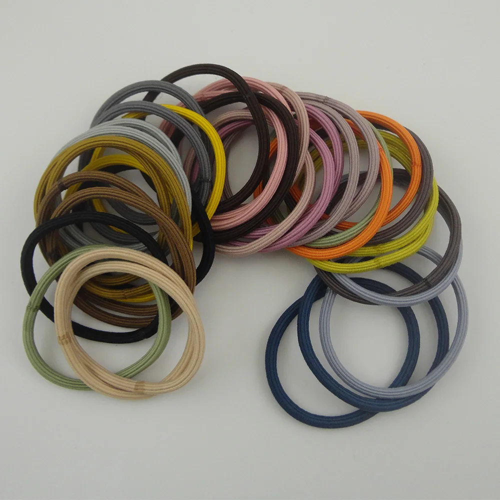 

100PCS 4mm straight stripes elastic hair bands Colorful elasticity ponytail holders hair ties for DIY Kids hair accessories