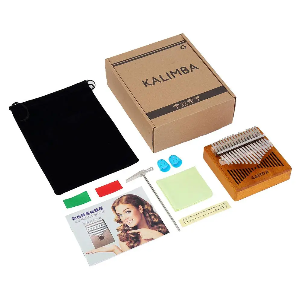 

Kalimba 17 Key Mahogany Body Thumb Piano Wooden Color Mbira Musical Instrument Thumb Piano Finger Keyboard Sanza Mini Piano
