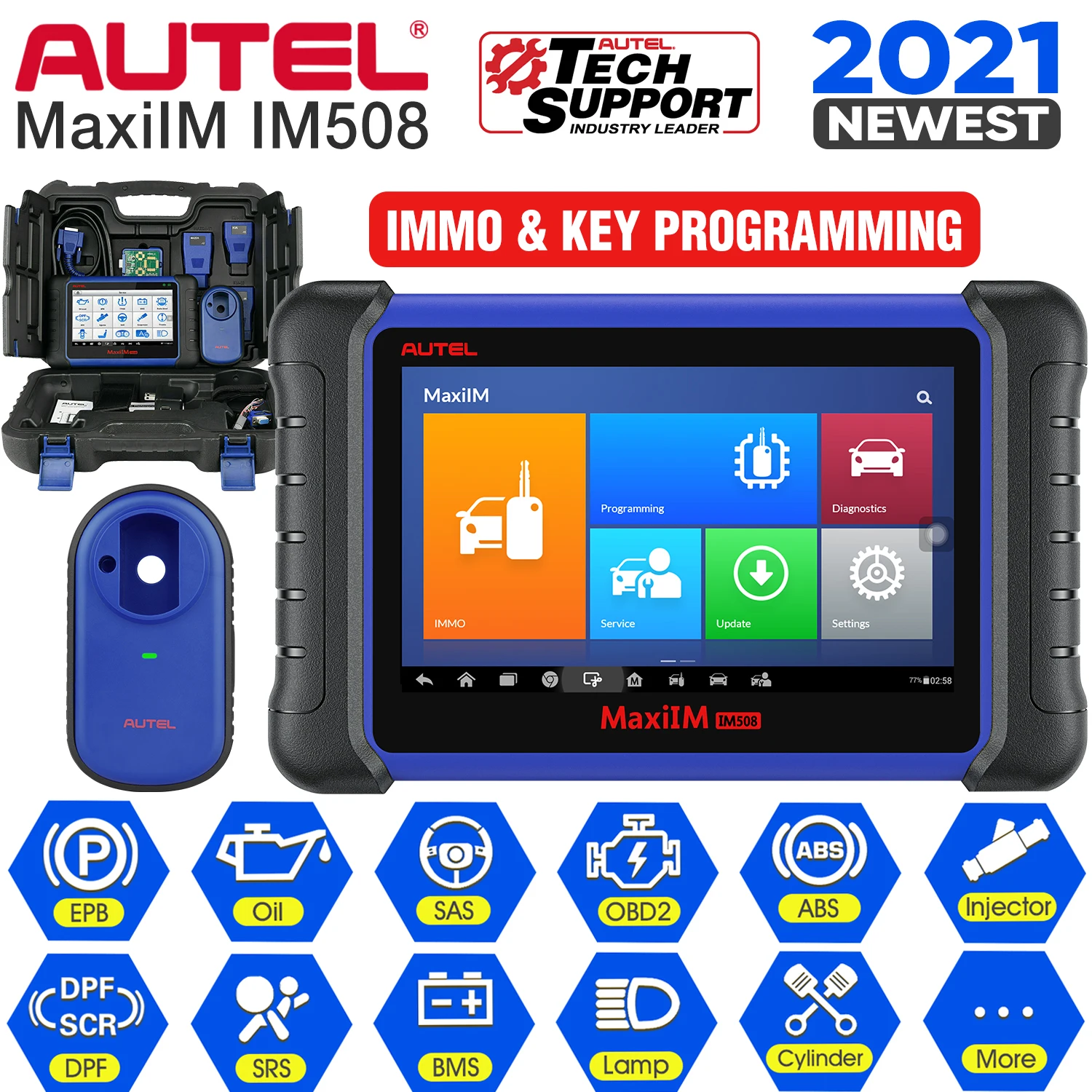 

Диагностический сканер Autel MaxiIM IM508 для программирования ключей, диагностический сканер с программатором ключей XP200, IMMO и программируемый Ав...