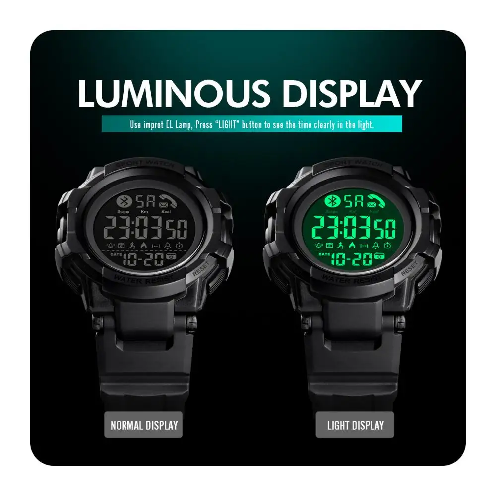 

Sport Watches Men Wristwatch SKMEI Calendar Pedometer Chrono Stopwatch Call Reminder Reloj hombre LED Display Electronic Watch