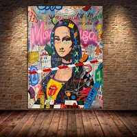 graffiti mona lisa street funny oil canvas painting poster and print on the wall art picture for living room home decor unframed