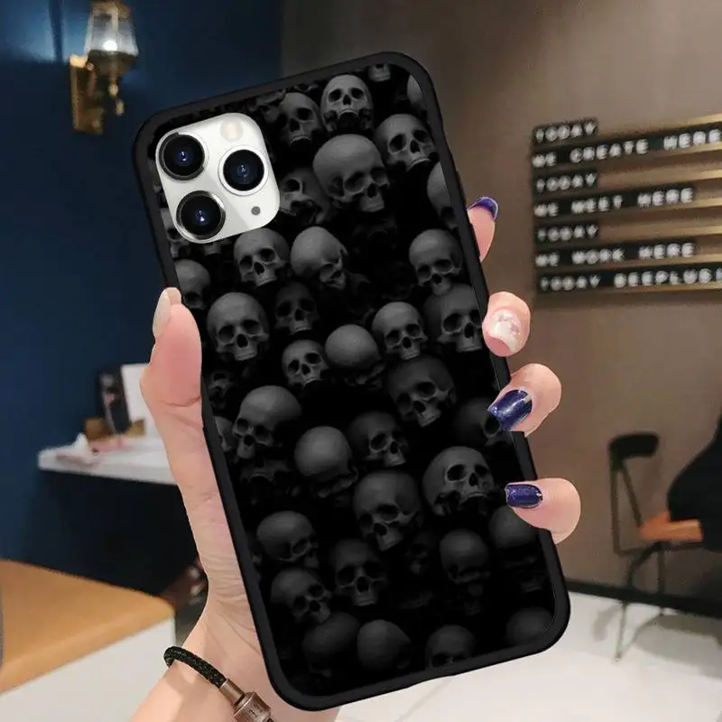 

Horror Skull rose Phone Case for iPhone 11 12 pro XS MAX 8 7 6 6S Plus X 5S SE 2020 XR Soft silicone