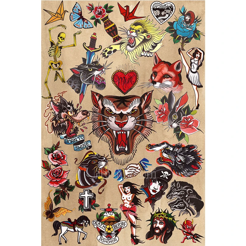 Americano tradicional de tatuajes mantel para Picnic barbacoa cocina comedor Decoraci&oacute;n-2