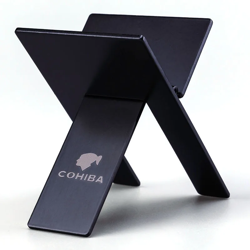 

COHIBA Stainless Steel Foldable Cigar Holder Black Ashtray Display Bracket Stand Rack Smoking Accessories