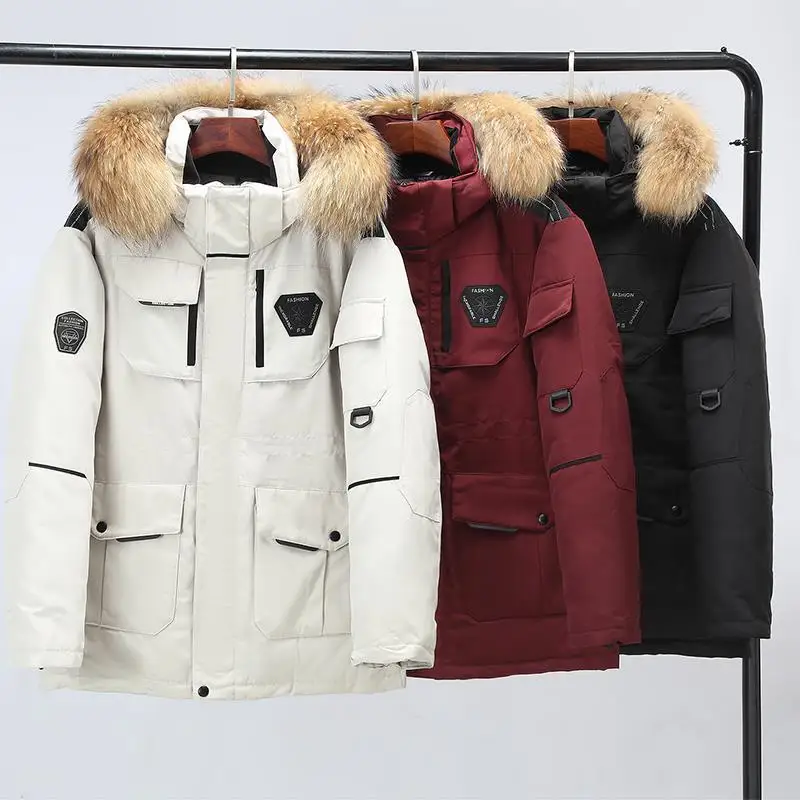 Winter Down Jacket Mens Fashion Workwear New Style Young Jacket Short Thicken Outdoor Warm White Duck Down Coats