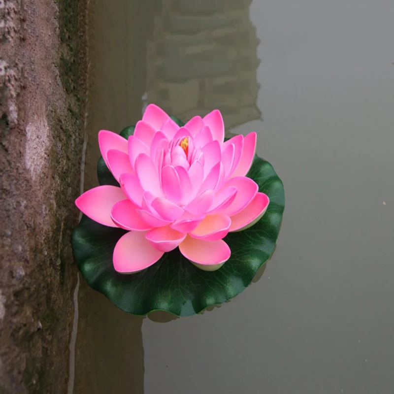 

1 Pcs Floating Lotus Mixed Color Artificial Flower Lifelike Water Lily Micro Landscape for Wedding Pond Garden Fake Plants Decor