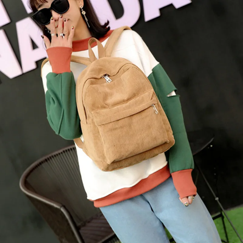 Рюкзак из мягкой ткани в стиле Преппи с дизайном из вельвета для девушек-подростков в школу, женский рюкзак для ноутбука.