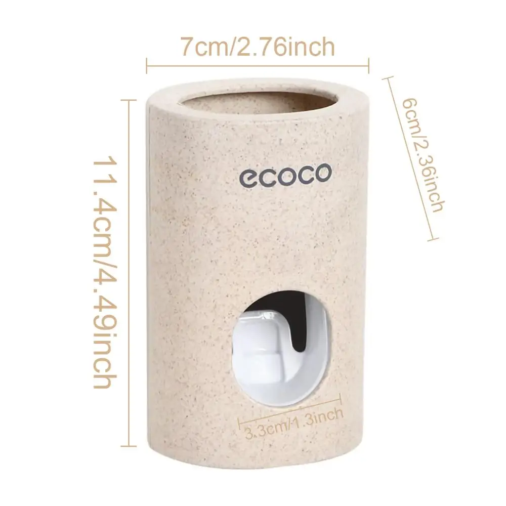 

FENGRISE Automatic Toothpaste Dispenser Dust-Proof Toothbrush Holder Wheat Straw Wall Mounted Home Squeezer Bathroom accessories