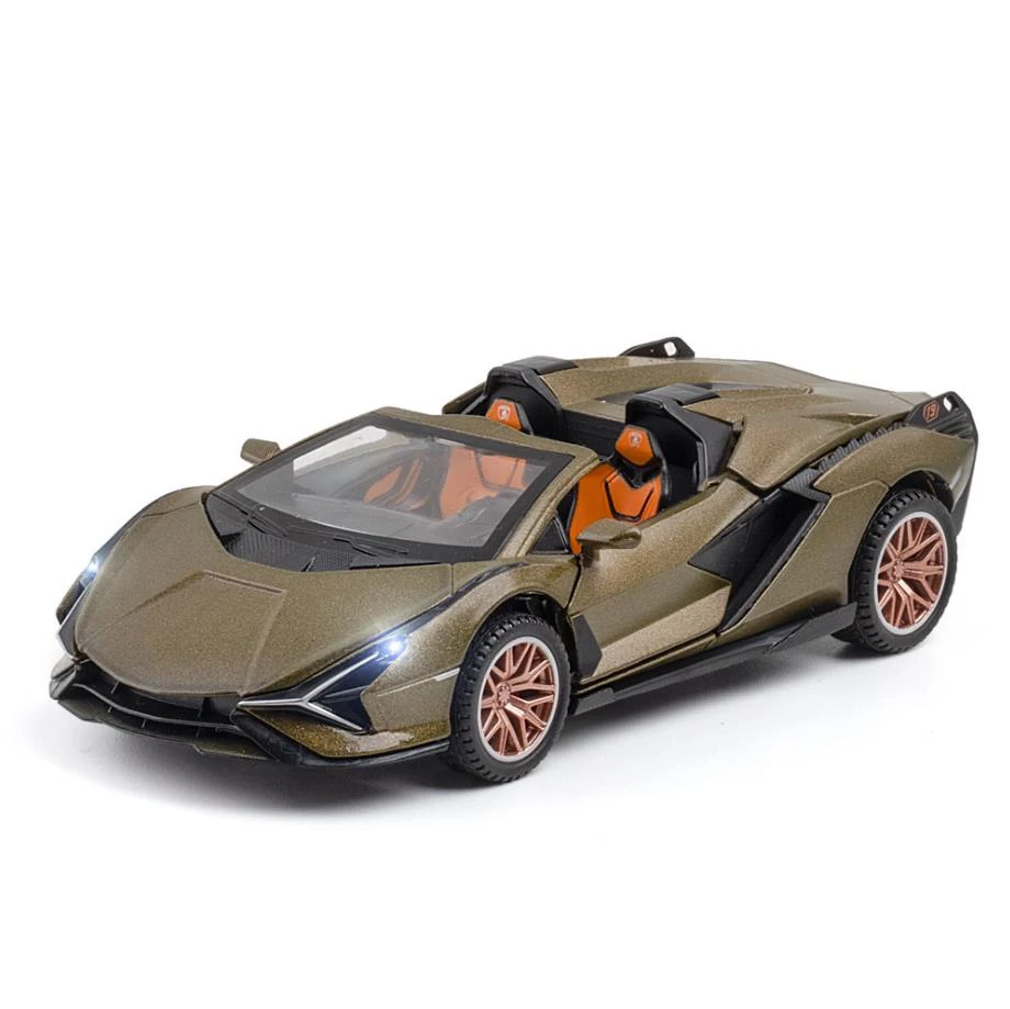 

Hot 1:32 scale wheel germany bull logo Lambor SIAN Roadster metal model with light sound super sport car diecast vehicle toy