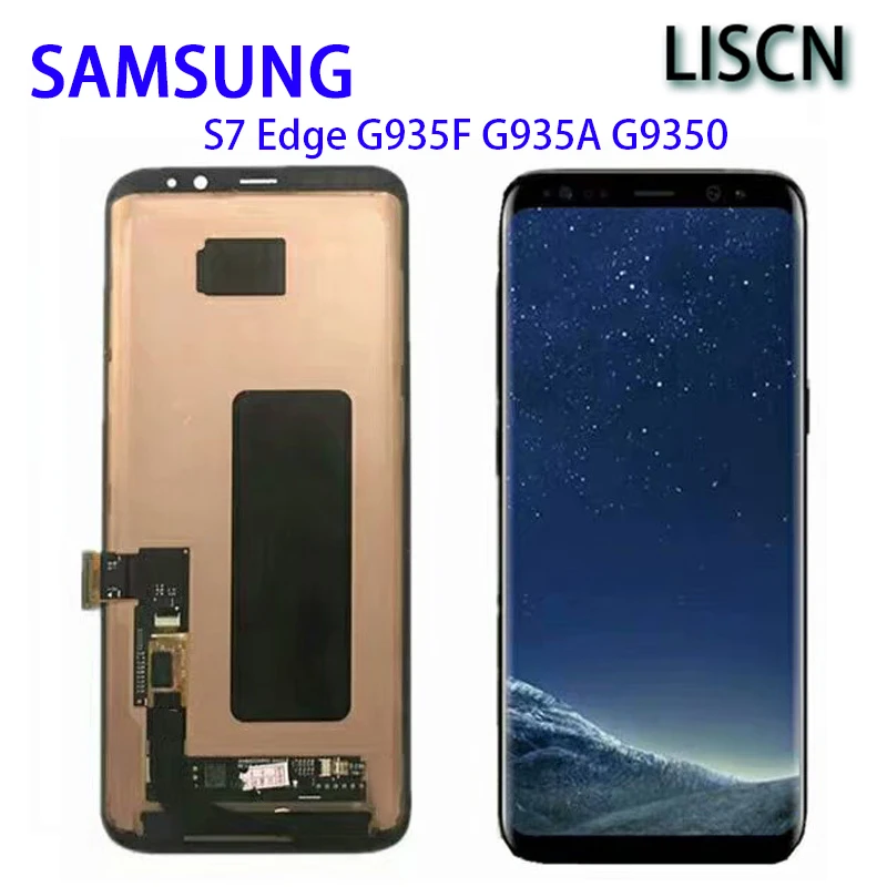 100% оригинал Супер AMOLED lcd samsung S7 Edge G935F G935A G9350 дигитайзер сенсорный экран с рамкой