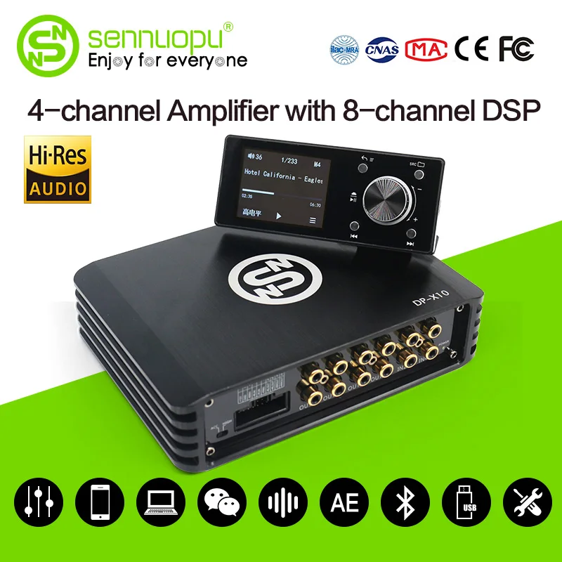 

Sennuopu Car DSP Processor 4 Channel Amplifier 8 Channels Digital Sound Processors with LCD Remote Controller