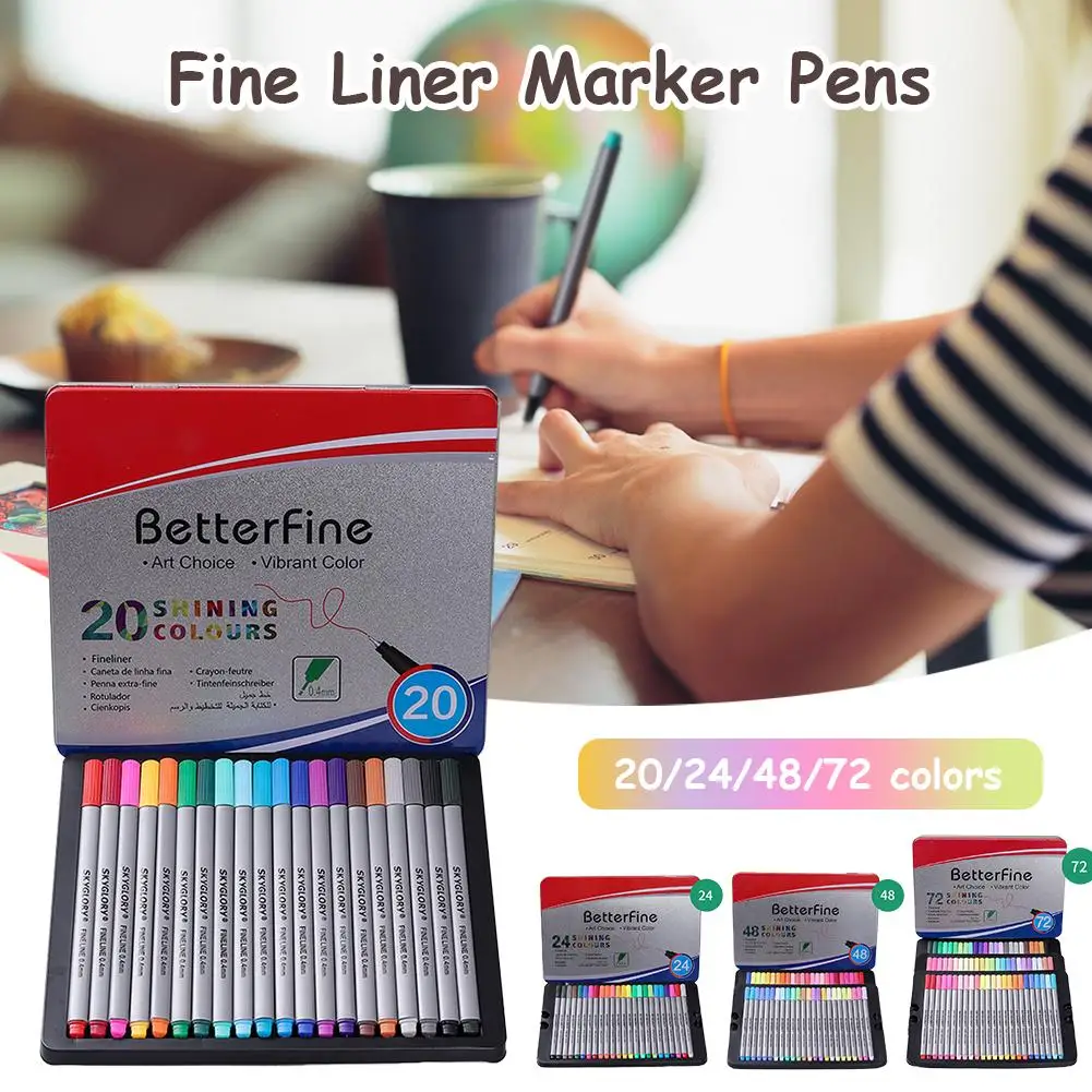 

20/24/48/72PCS Fineliner Pen Colored Pens Fine Point Markers Fine Tip Drawing Painting Watercolor Art Marker Pen School Supplies