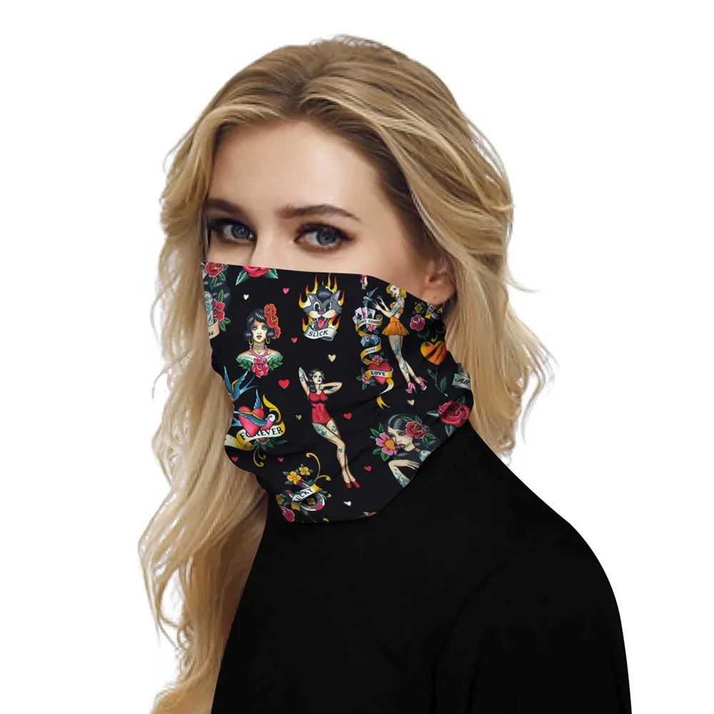 3d шарф в виде цветка черепа бандана для косплея на открытом воздухе Прямая