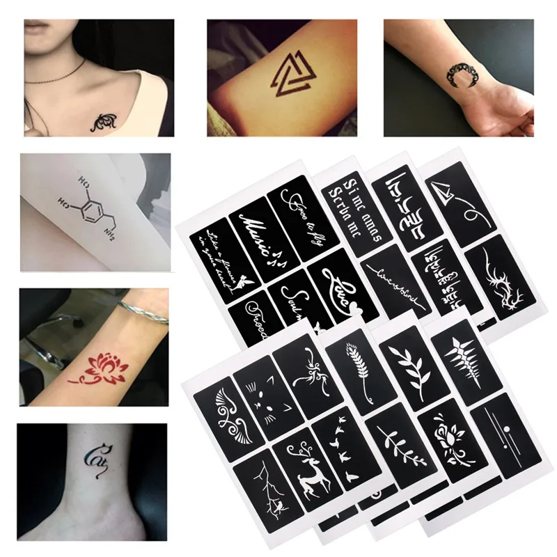 6 стилей боди-арт Татуировка трафарет под краску временная татуировка хной Stencil
