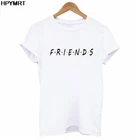 Летняя футболка с надписью Friends, женская футболка с коротким рукавом, Женская Повседневная футболка в Корейском стиле, Harajuku, топы, футболки, одежда