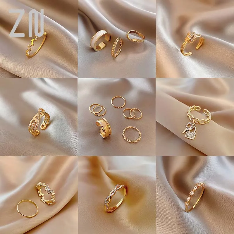 

ZN Gothic Style Opening Rings For Women Girls Fashion Trendy Korean Jewelry Gift European American Wedding Party Sexy Rings Set