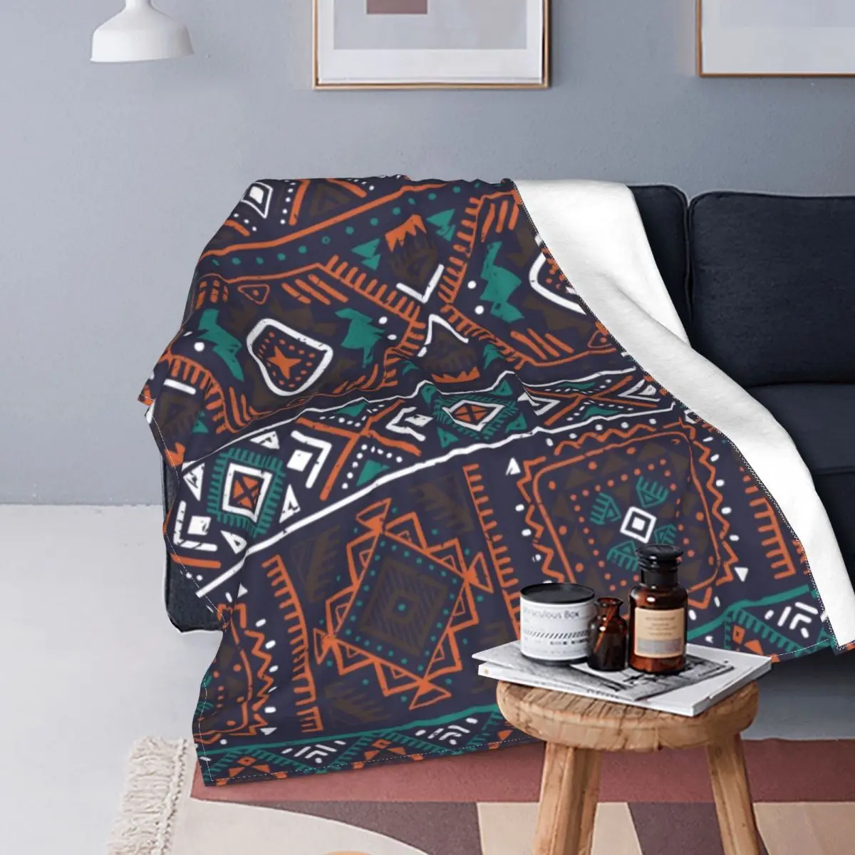 

Abstract Geometric Vintage Ethnic Seamless Fuzzy Soft Cozy Warm Fleece Blanket For Couch Bed Dropship Decorative Home Throw