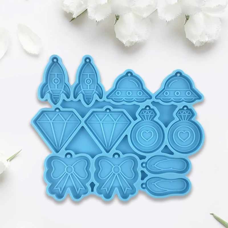 

87HC Rocket UFO Diamond Flip-flops Bowknot Shaped Earrings Epoxy Resin Mold