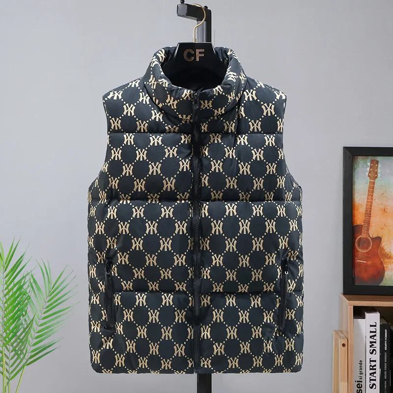 

2021 Autumn Winter Down Cotton Vest Men's Thickened Korean Fashion Coat Women Sleeveless Jacket Warm Casual Vests
