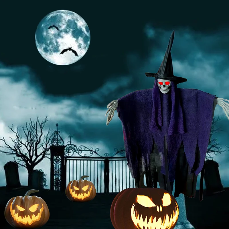 

Украшение на Хэллоуин светящийся дом с привидениями Череп Кулон Летающий призрак поле реквизит Ужасы реквизит 2021