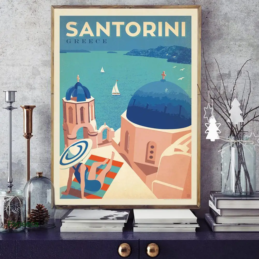 Постер для путешествий с изображением известного города Мультяшные картины на