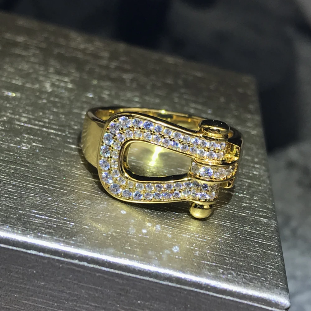 

Brand Original Design Horseshoe Shape Women/man Ring Fred 2020 Trend Fine Zircon Alloy Couple Rings