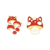 adorable cat face red mushroom enamel pins plant brooches animale badges cartoon collar pins up bag hat backpack jewelry men wom