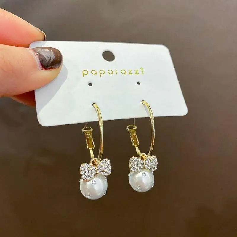 

Fashion Charm Imitation Pearl Bow Earrings Women's Elegant Romantic Earrings Casual Party Exquisite Jewelry Gifts