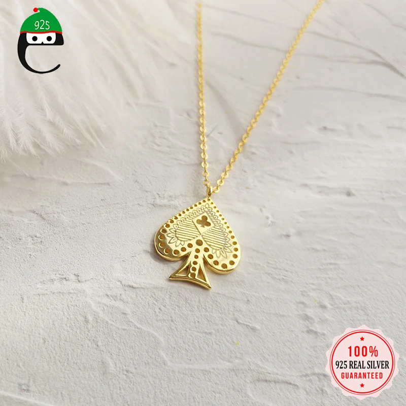 Ожерелье женское из серебра 100% пробы с подвеской в виде покерных карт | Украшения