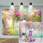 Фон для фотосъемки с абстрактным изображением цветов Весенняя живопись цветы фон для младенцев детей взрослых Винтажный стиль Портретные фоны