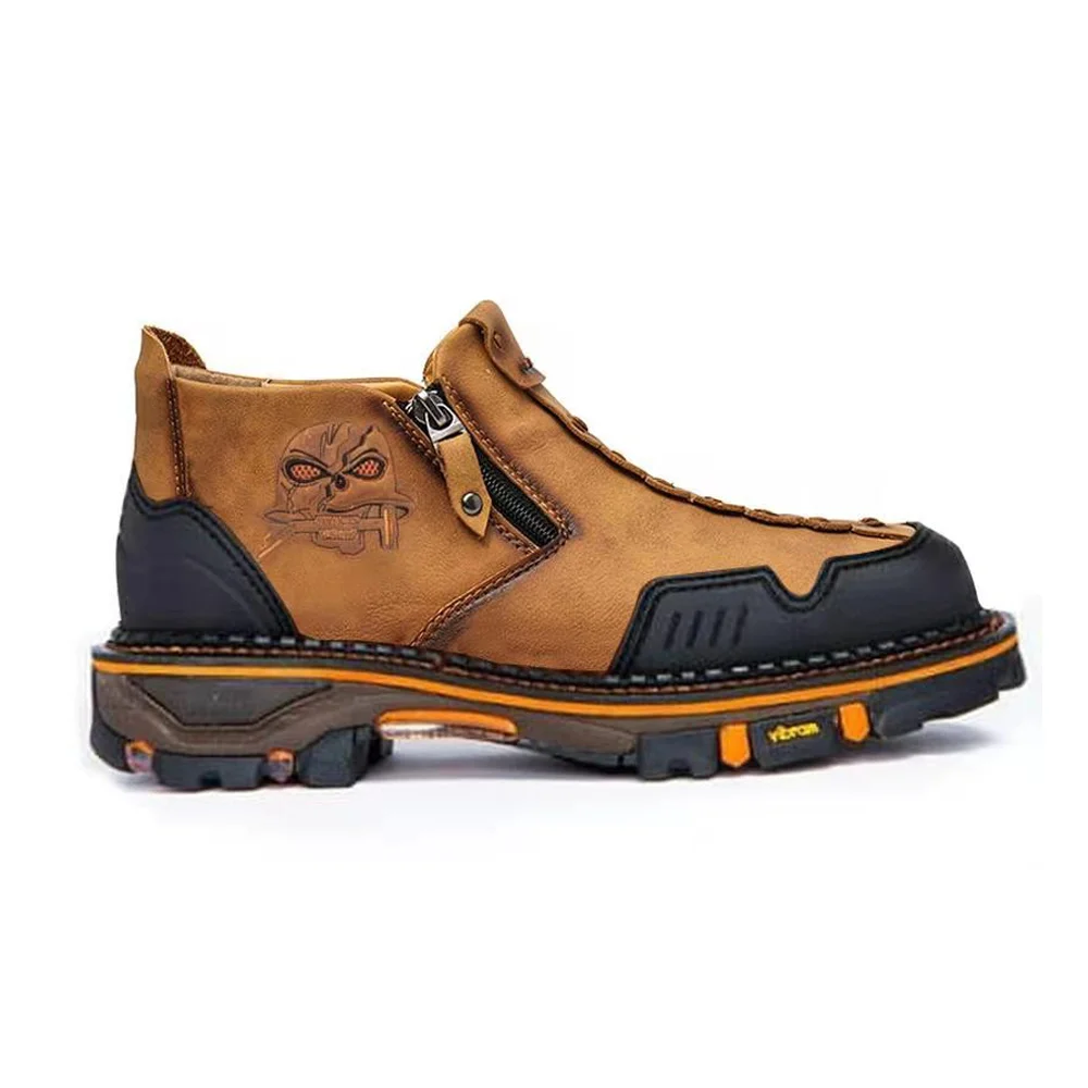 

Men Skull Low Top Boots Multicolor Zipper Sneakers Mountaineering Boots