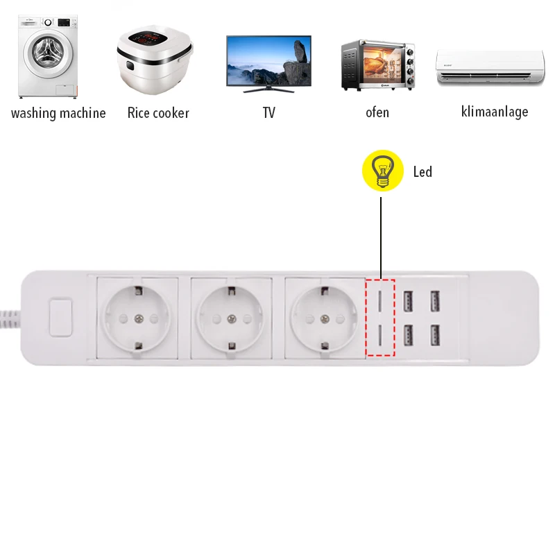 Умная лента питания 3 евровилка, несколько розеток, Homekit, 3 гнезда, 4 порта USB, голосовой пульт дистанционного управления, 1,8 м, 250 В, 16А, 4000 Вт, 5 В, а