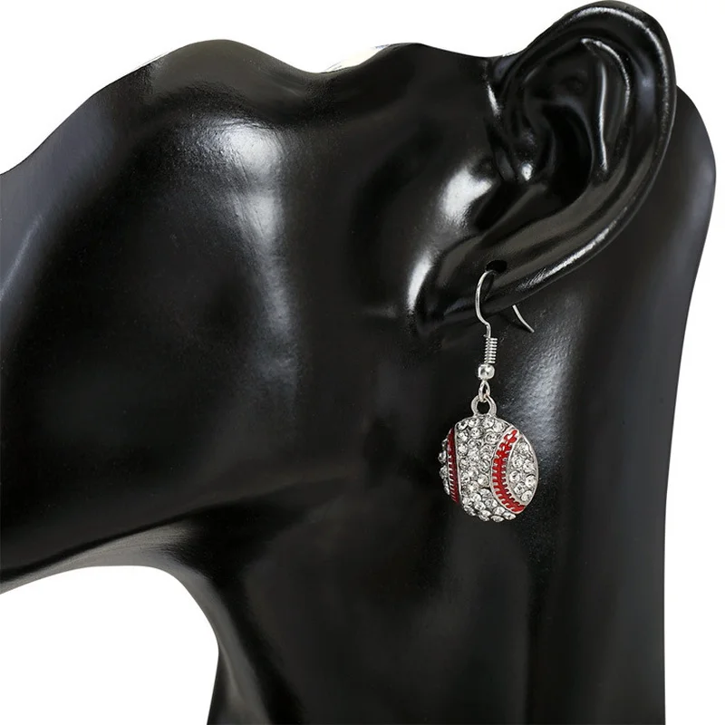 Модные круглые бейсбольные серьги Стразы темпераментные Новое поступление