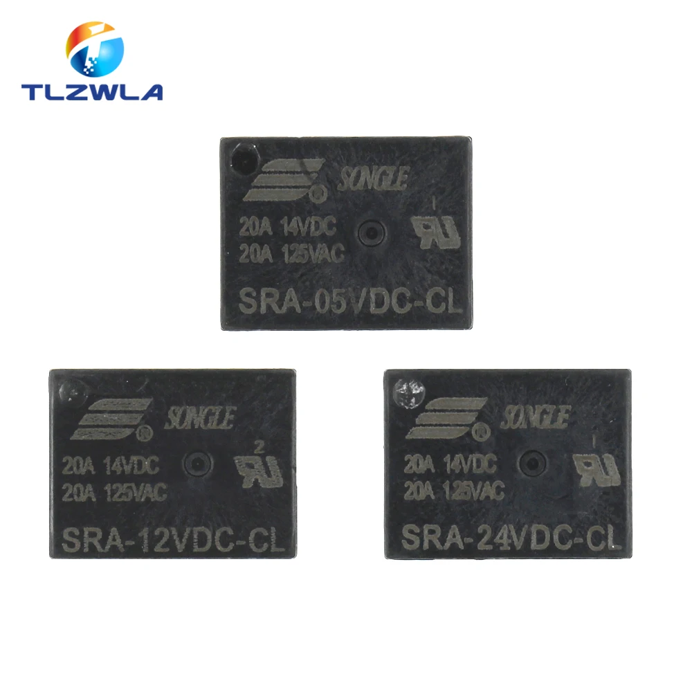 Реле питания постоянного тока SRA 05VDC CL 12VDC 24VDC 5Pin PCB Type в наличии 5 шт. В 12 24 20 А черное
